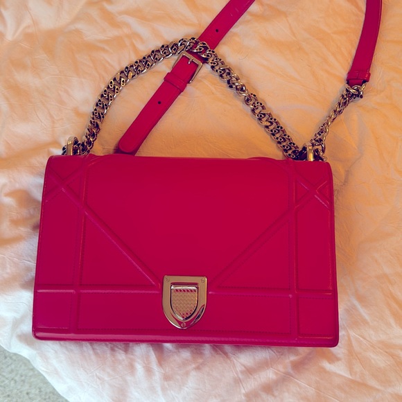 DIOR diorama in hot pink w/silver hardware - Picture 7 of 8